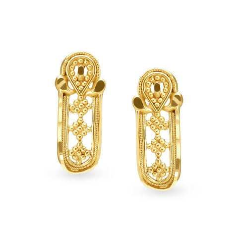 Traditional Rava Work Gold Stud Earrings