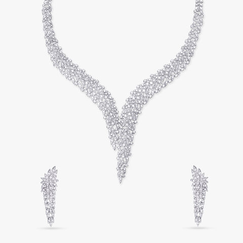 Glistening Leaf Diamond Necklace Set