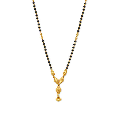 Stunning Yellow Gold Carved Bead Mangalsutra