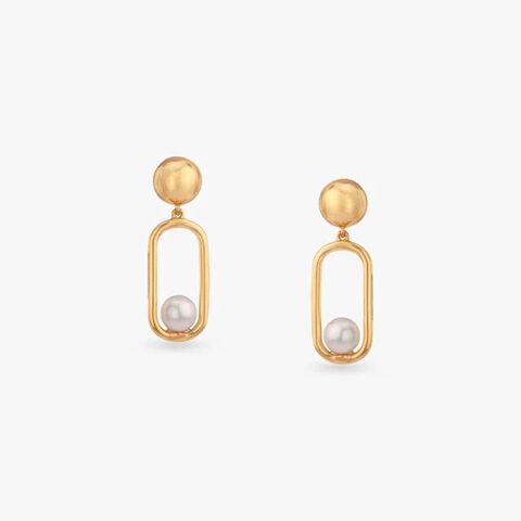 Serenity Curve Gold Drop Earrings
