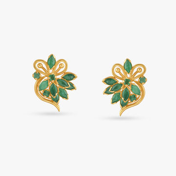 Verdant Bloom Emerald Stud Earrings