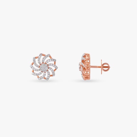 Pinwheel Spark Diamond Stud Earrings