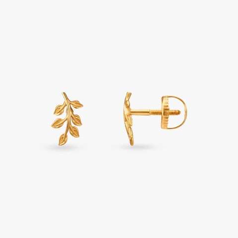 Tiny Twig Gold Stud Earrings for Kids