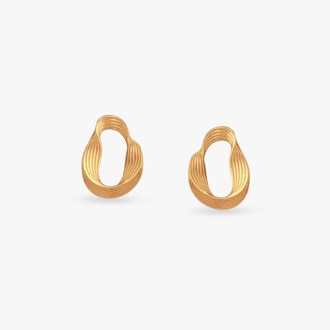 Sculpted Wave Gold Stud Earrings