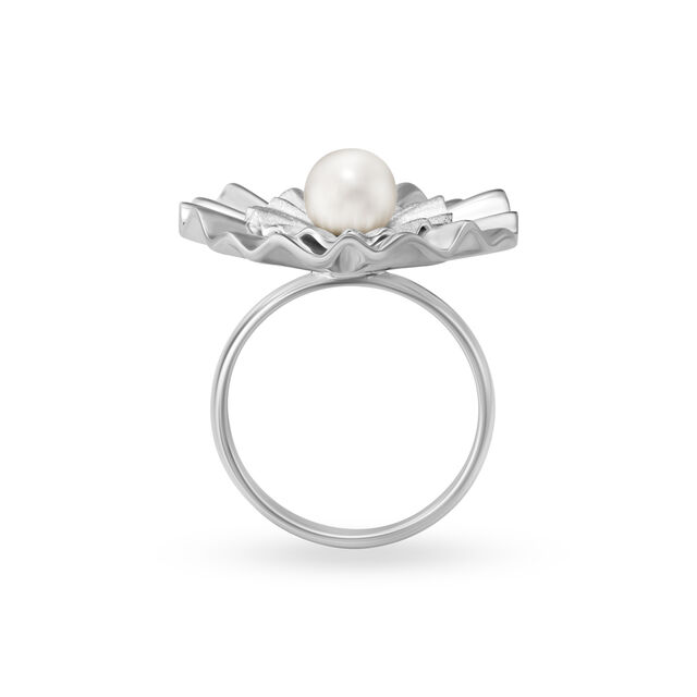 Iridescent Blossom Silver Finger Ring