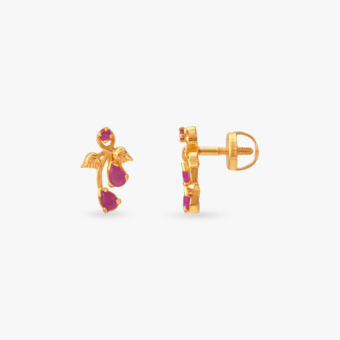 Leafy Luxe Ruby Stud Earrings