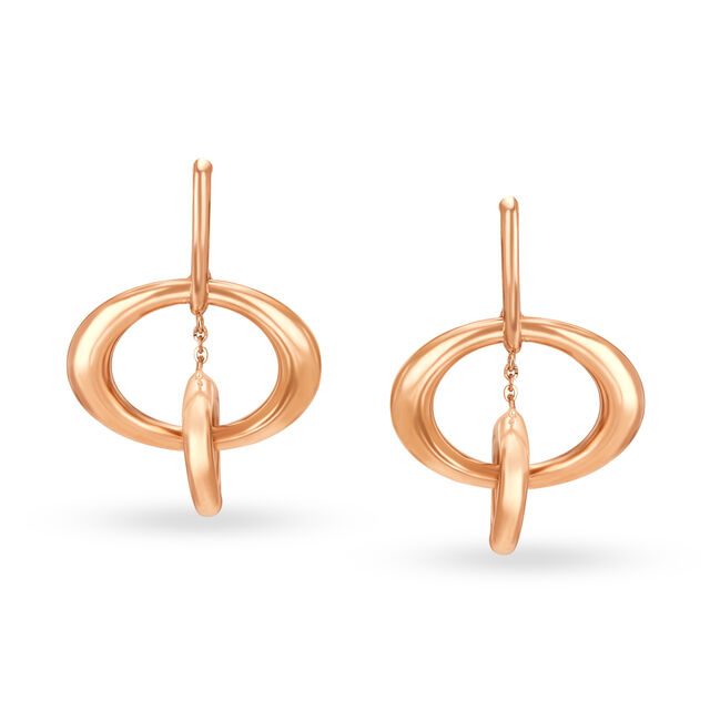 Shiny 18 Karat Rose Gold Round Drop Earrings,,hi-res image number null