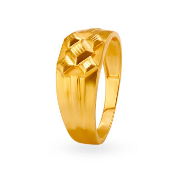 Sleek Geometric Gold Finger Ring for Men
