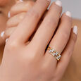 14 KT Yellow Gold And Diamond Square Ring,,hi-res image number null