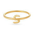 Letter S 14KT Yellow Gold Initial Ring,,hi-res image number null