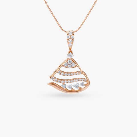 Wavy Triangle Diamond Pendant and Earrings Set