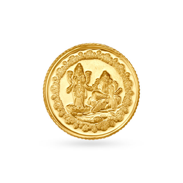 5 gram 24 Karat Gold Coin with Ganesha-Lakshmi Motif,,hi-res image number null