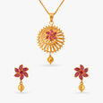 Graceful Spiral Ruby Pendant with Chain and Earrings Set,,hi-res image number null