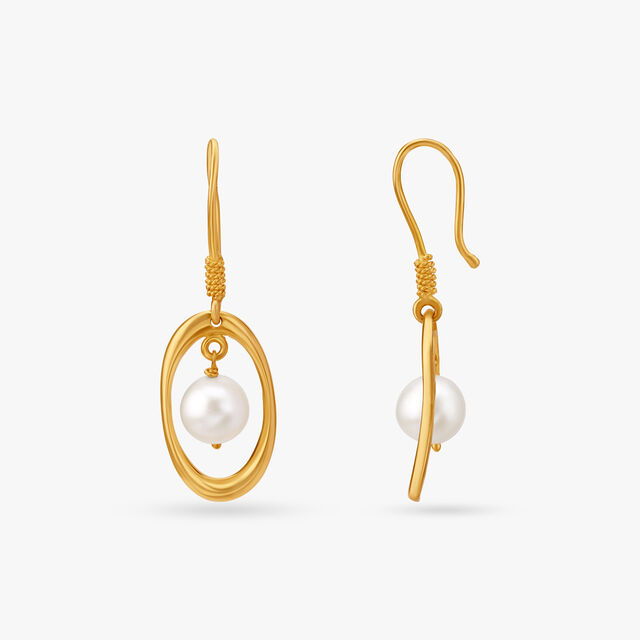 Minimal Pearl Hoop Earrings,,hi-res image number null