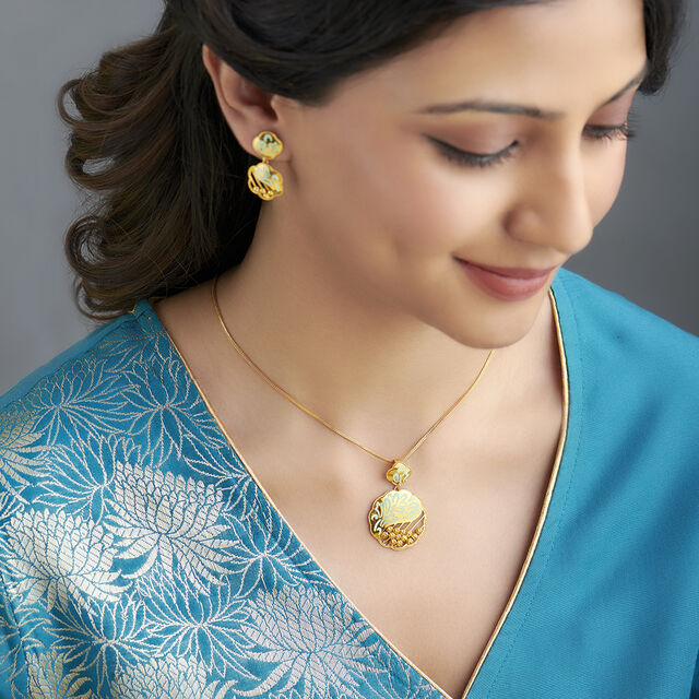 Edgy Enamel Pendant and Earrings Set,,hi-res image number null
