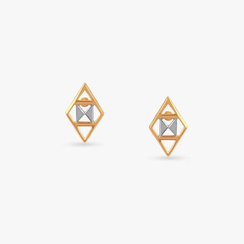 Angular Illusion Gold Stud Earrings