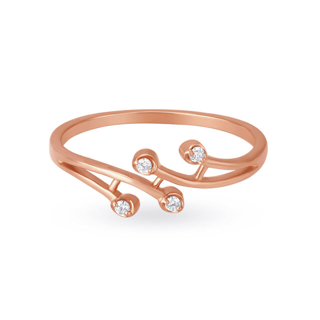 Gorgeous 18 Karat Rose Gold And Diamond Finger Ring,,hi-res image number null