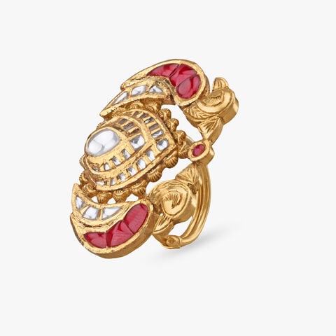 Twin Peacock Crest Ring
