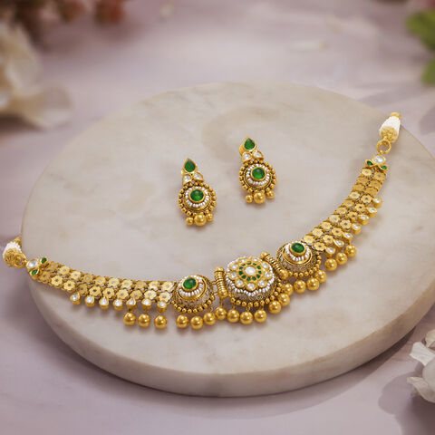 Crescent Glory Gold Necklace set