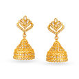 Queenly 22 Karat Yellow Gold And Polki Diamond Jhumkas,,hi-res image number null