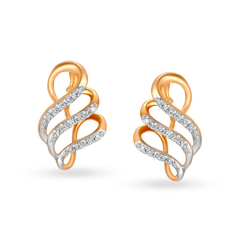 Contemporary Whimsy Diamond Stud Earrings in Rose Gold