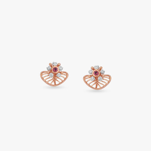 Twilight Fan Diamond Stud Earrings