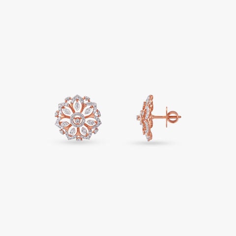 Majestic Lotus Diamond Stud Earrings