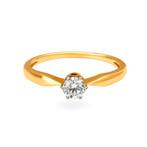 Dainty Ribbon Pattern Single Stone Solitaire Ring
