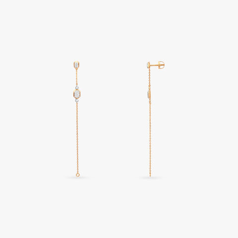 Octagon Loop Diamond Drop Earrings