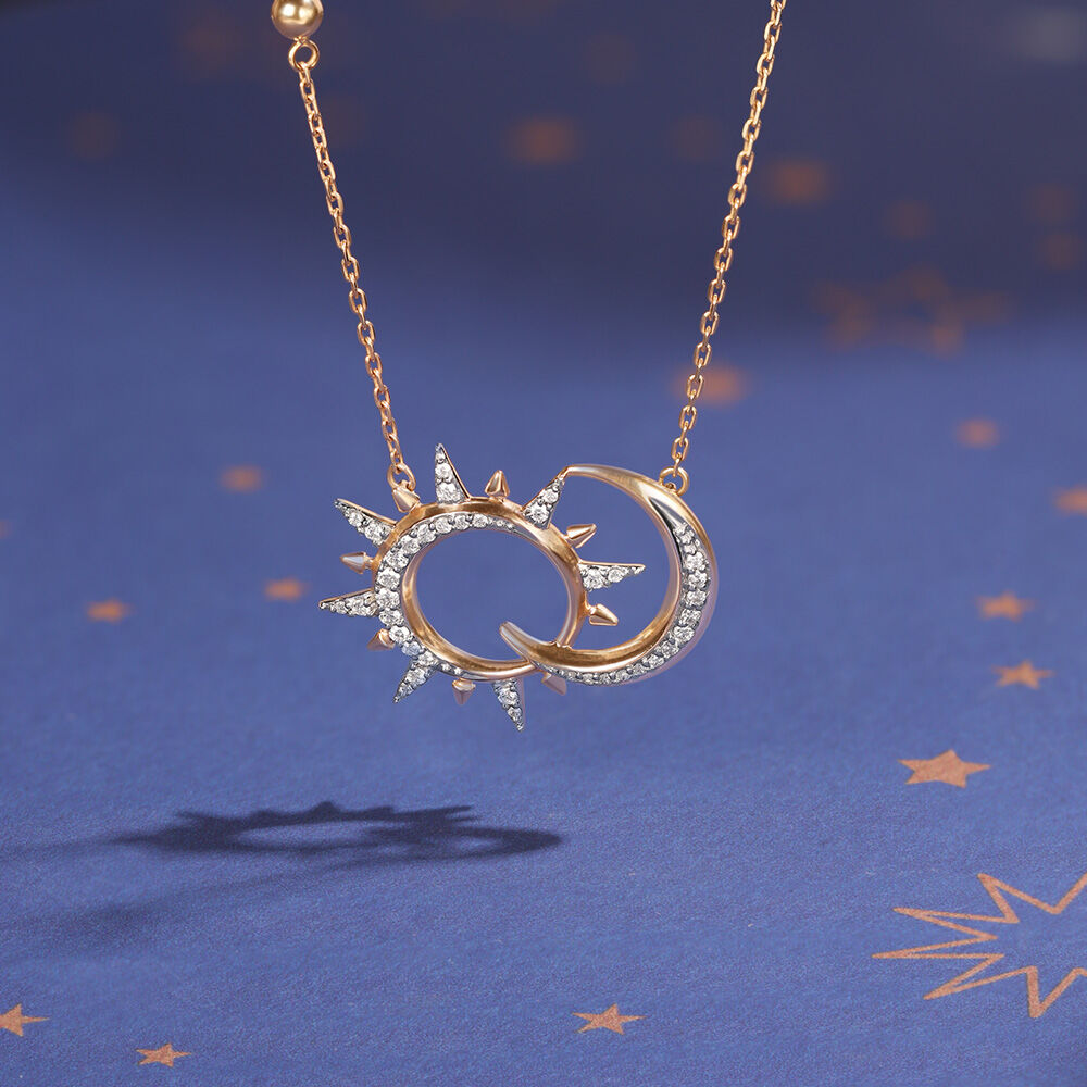 Sun and moon diamond necklace top