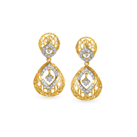 Eclectic Fancy Diamond Drop Earrings in White and Rose Gold