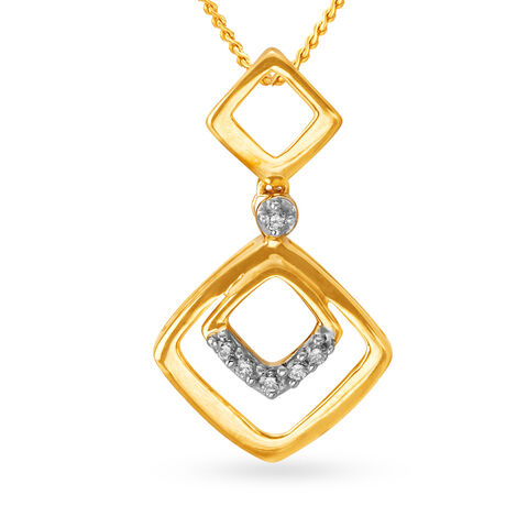Charming Geometric Gold and Diamond Pendant