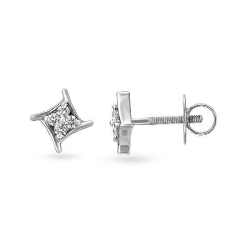 Elegant Platinum and Diamond Stud Earrings