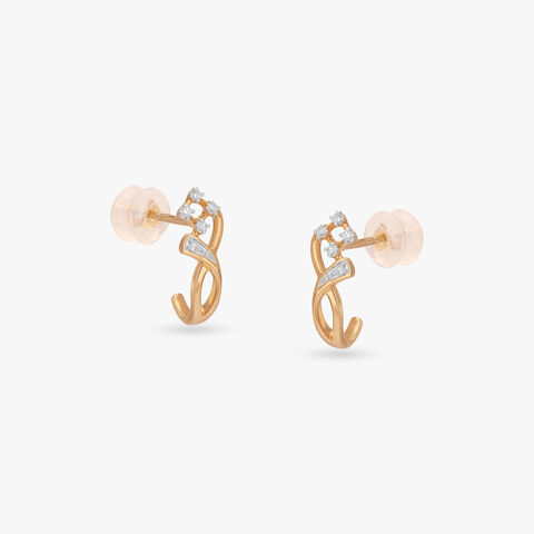 Crossed Flow Diamond Hoop Earrings