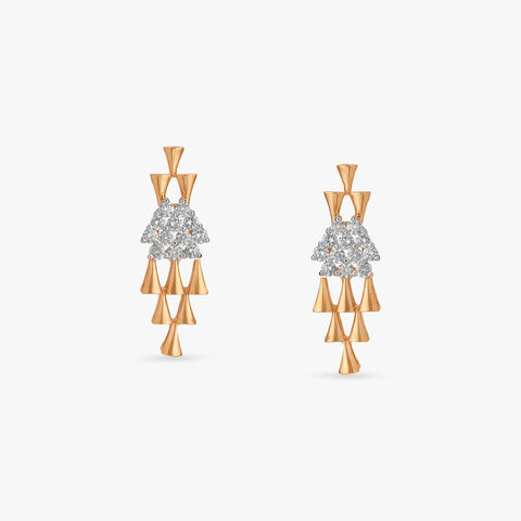 Pyramid Cascade Diamond Drop Earrings