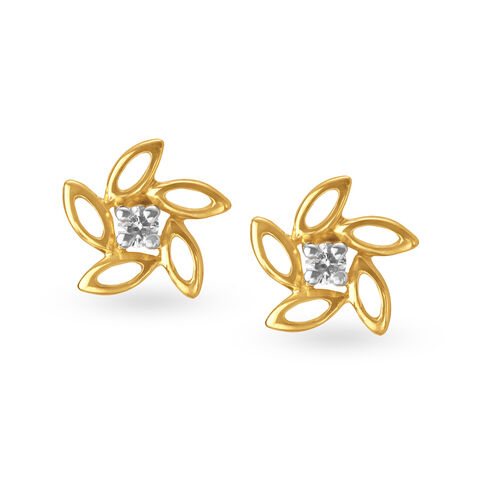 Traditional Floral Single Stone Stud Earrings