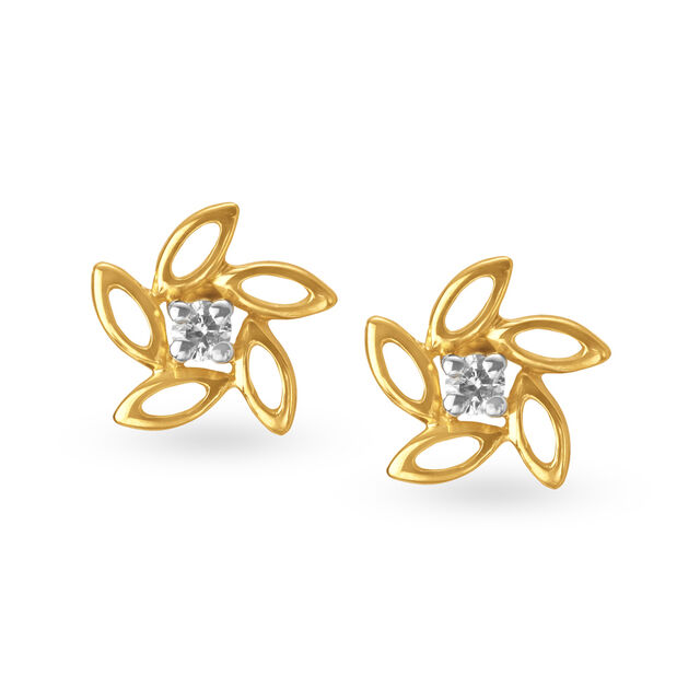 Traditional Floral Single Stone Stud Earrings