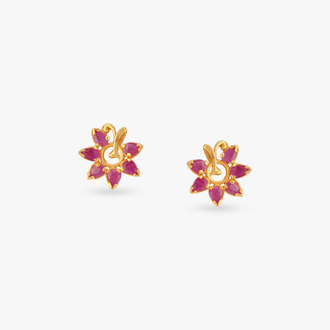 Sparkling Bloom Ruby Stud Earrings