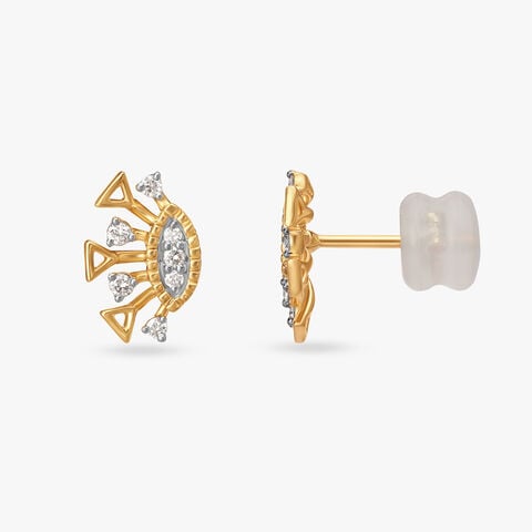 Golden Gleam Sunburst Diamond Stud Earrings