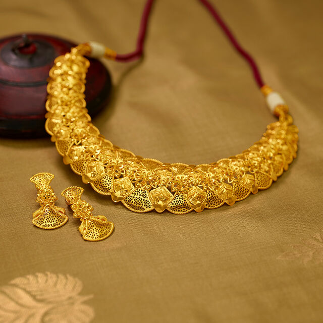 Spellbinding Floral Gold Necklace Set,,hi-res image number null