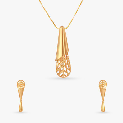 Gilded Grove Gold Pendant and Earrings Set