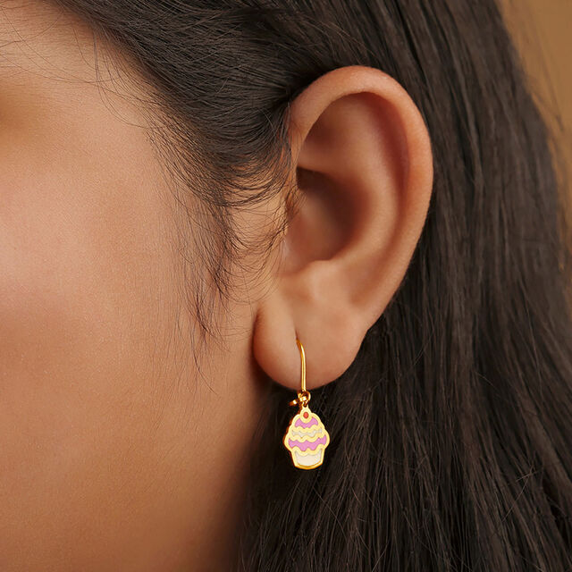 Splendid Ice Cream Pattern Gold Hoop Earrings For Kids,,hi-res image number null