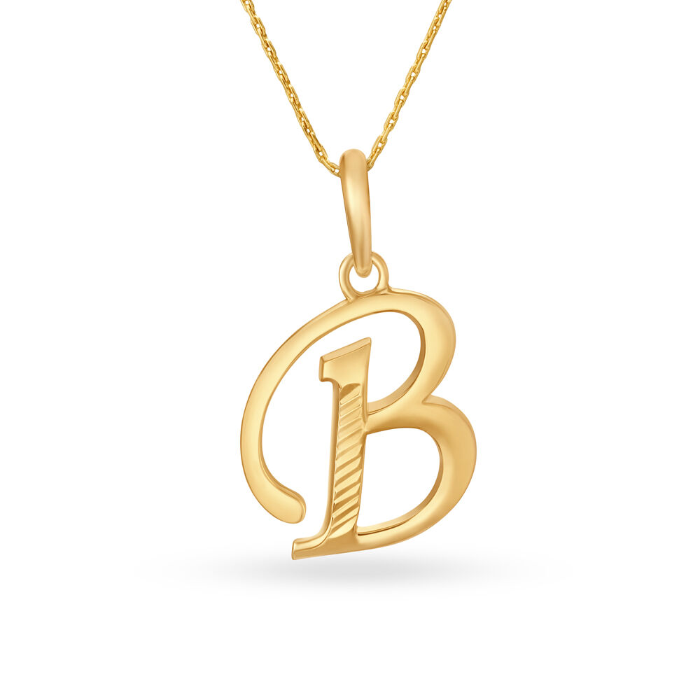 B Letter Gold Pendant with Chain