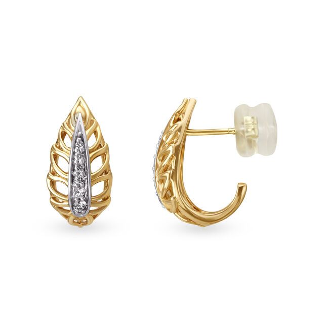 Leaf Inspired Diamond and Rose Gold Bali Earrings,,hi-res image number null