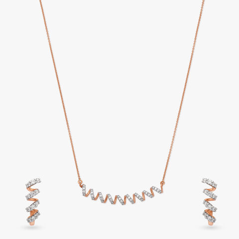 Stylish Spiral Diamond Necklace Set