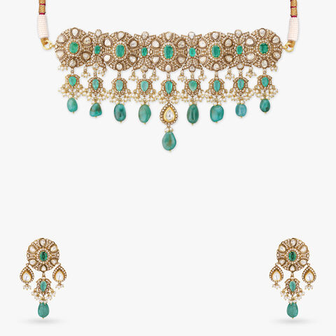 Verde Pearl Cascade Choker Set