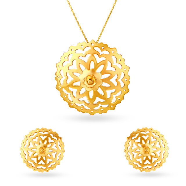 Floral Gold Pendant Set,,hi-res image number null