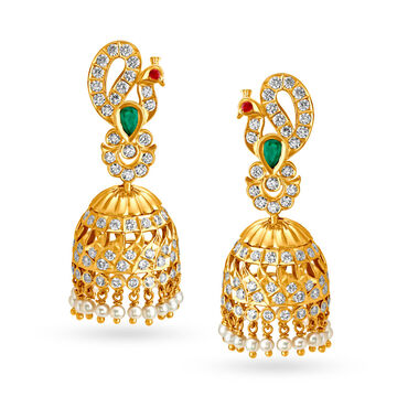 Traditional Marvellous Peacock Gold Jhumkas