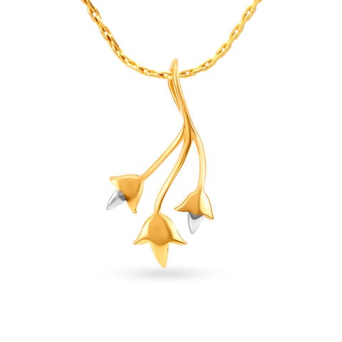 Contemporary Floral Gold Pendant