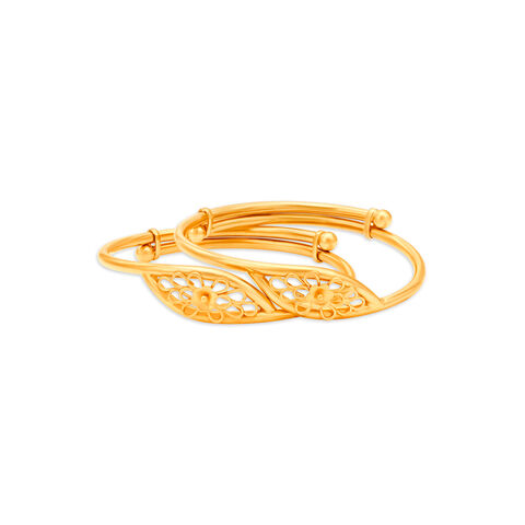 Floral Grace Adjustable Gold Bangles for Kids
